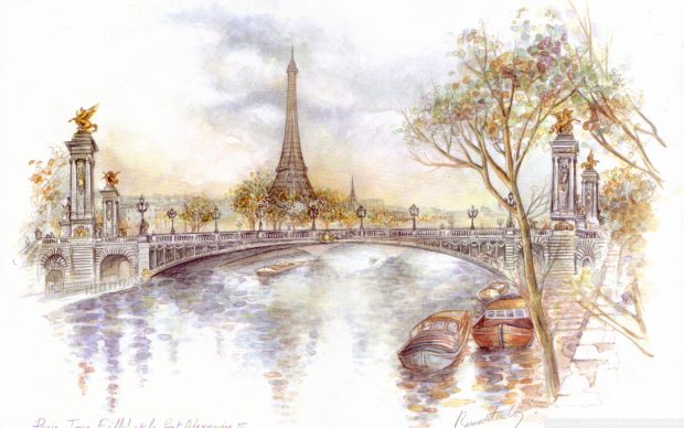 Paris drawing wallpaper 1920x1200.