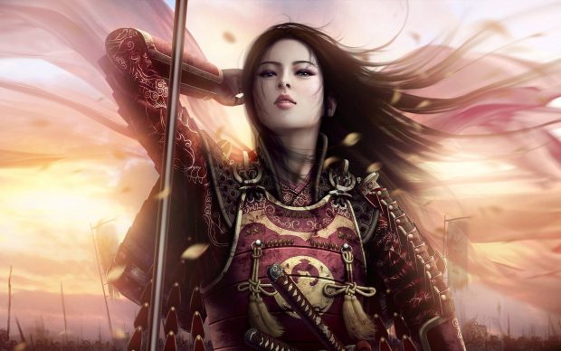 Warrior armor beautiful fantasy girl.