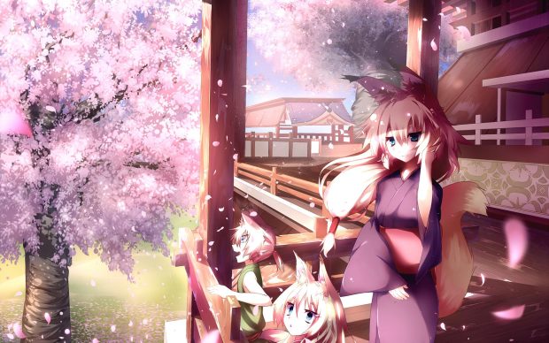 Anime Cherry Blossom Background Widescreen.