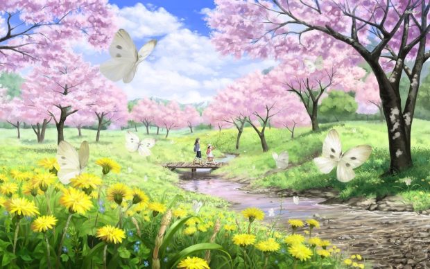 Anime Cherry Blossom HD Background.