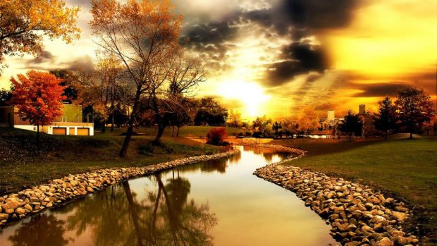 Autumn River HD Background.