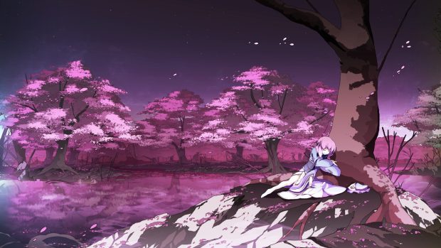 HD Anime Cherry Blossom Background.