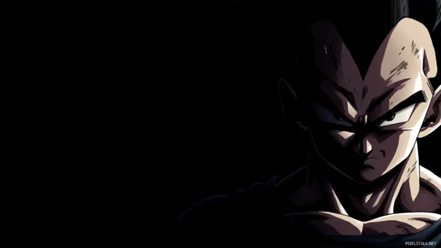 Dark mood Dragon Ball Z Ultra HD background with brooding portrayal of Vegeta in shadows.
