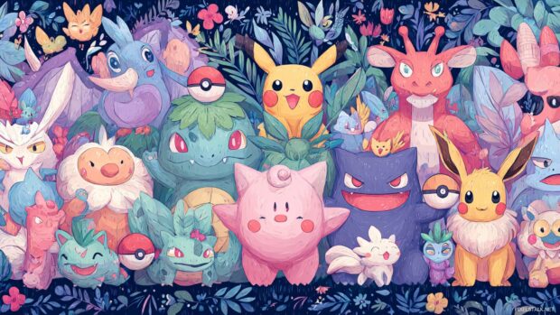 A stunning Cute Pokemon HD Wallpaper Download featuring fan favorite characters in adorable poses, perfect for any Pokemon enthusiast.