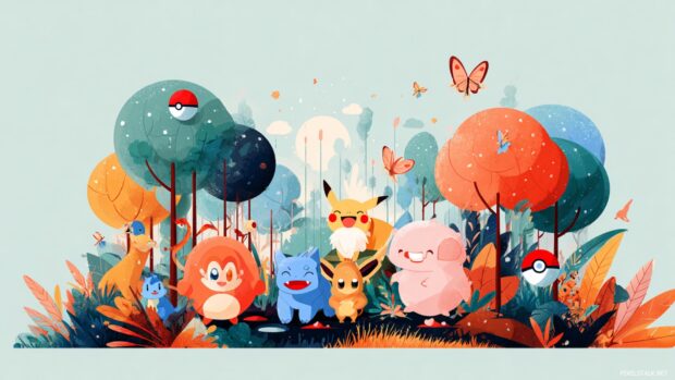 Cute Pokemon HD Wallpaper for Kids that brings their favorite characters to life with bright colors and playful scenes.