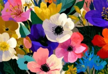 A collection of colorful flowers inspired by spring, providing a fresh and vibrant touch for floral wallpapers HD 4K, creating an uplifting ambiance.