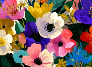 A collection of colorful flowers inspired by spring, providing a fresh and vibrant touch for floral wallpapers HD 4K, creating an uplifting ambiance.
