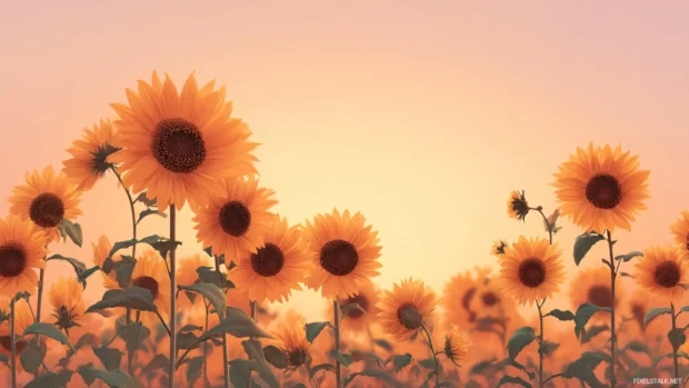 Radiant sunflowers standing tall in a field at sunset, offering warmth and beauty for free floral wallpapers HD, perfect for daily inspiration.
