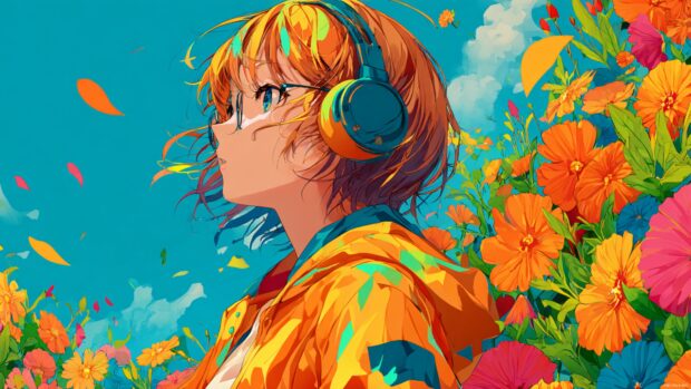 High resolution Anime Girl wallpaper featuring vibrant colors and whimsical elements, perfect for desktop backgrounds.