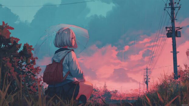 High resolution Anime Girl wallpapers that focus on serene themes and calming colors, perfect for creating a tranquil desktop environment.