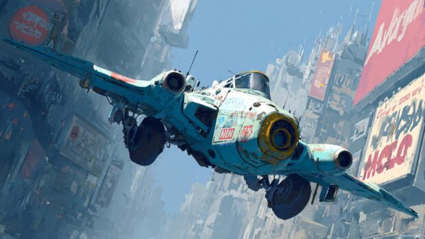 A collection of cool desktop wallpapers for boys showcasing futuristic vehicles in motion, graffiti style.