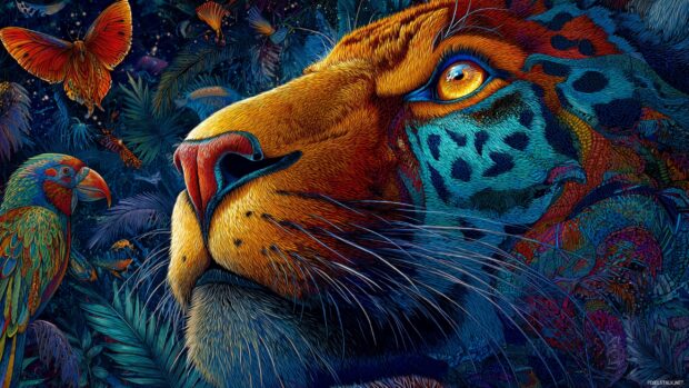Cool animal wallpapers for boys showcasing majestic wildlife in vivid detail and color, graffiti style.