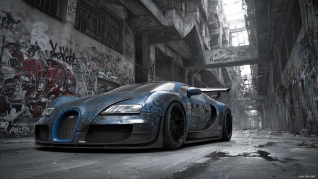 Cool car wallpapers for boys featuring high performance sports cars in dramatic settings, graffiti style.