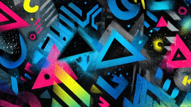 Cool wallpapers for boys free with intricate geometric patterns and bold colors, graffiti style.