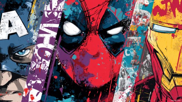 Superhero themed cool wallpapers for boys filled with action packed moments and iconic heroes, graffiti style.