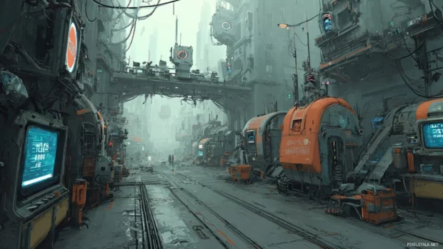 Free cool images for wallpaper depicting futuristic tech environments, great for gamers and tech enthusiasts.