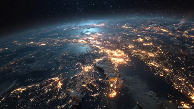 Realistic Earth from space wallpapers that transport you to orbit, featuring incredible views of cities illuminated at night.