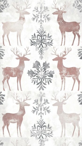 Vintage reindeer and snowflake pattern decoration for aesthetic Christmas