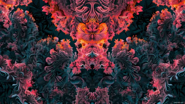 Cool black digital art with intricate patterns and neon accents.