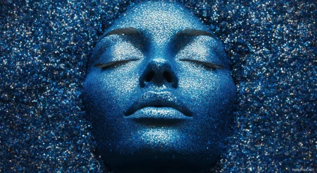 Cool blue glitter background with a tranquil, calming effect.