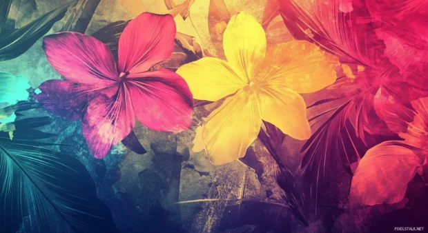 Cool flower desktop wallpaper with a trendy color palette and stylish design.