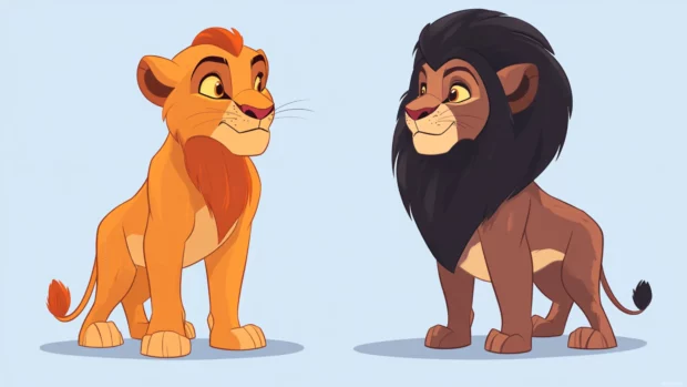 A battle ready Simba facing his greatest enemy.