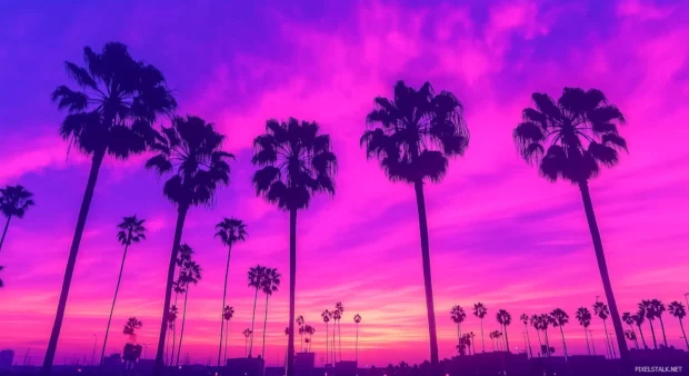 A beautiful wallpaper of breathtaking sunset over a tropical beach.