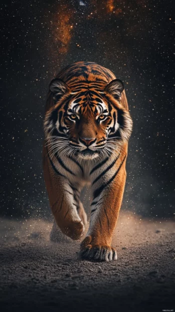 A celestial tiger walking among the stars.