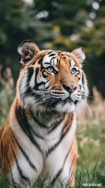 A watercolor style tiger portrait, with vibrant artistic brushstrokes.