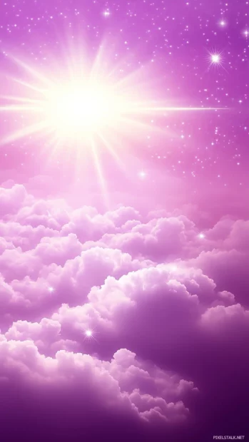A Dreamy purple twilight sky, gradient from light lilac to dark plum, twinkling stars .