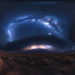 A breathtaking view of the Milky Way arching across the night sky with countless stars twinkling brightly.