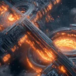 A bustling metropolis with a network of glowing bridges and advanced buildings.