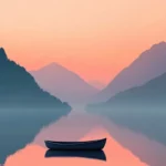 A calm lake under peach sunrise hues for your Aesthetic Sunrise Wallpaper.