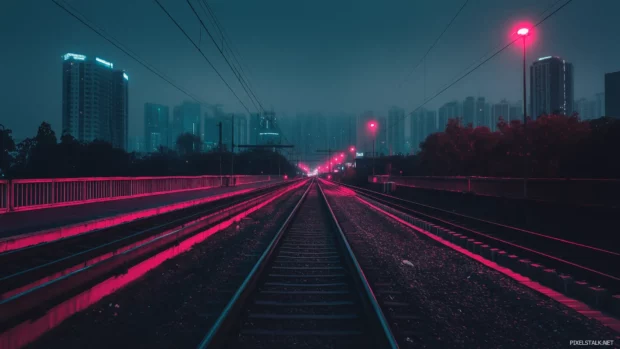 A city scene with carefully curated color palettes, smooth textures, and a focus on design, glowing under ambient light.