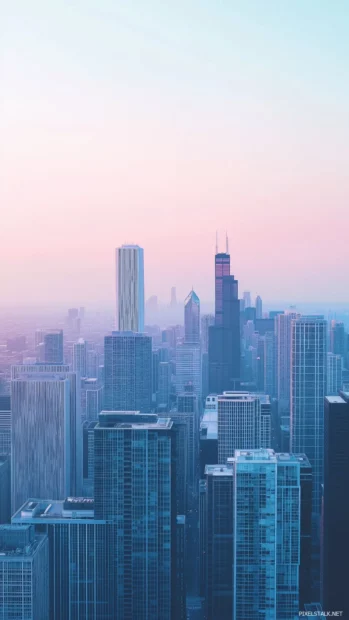 A clean, simple image of Chicago cityscape featuring just the basics of the skyline and a soft gradient background.