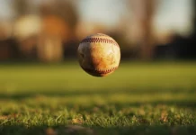 A close up of a baseball spinning through the air in baseball wallpaper 4k.