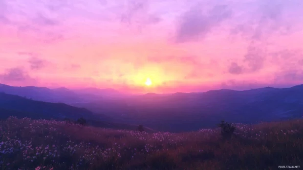 A colorful horizon marking the start of a quiet sunrise.