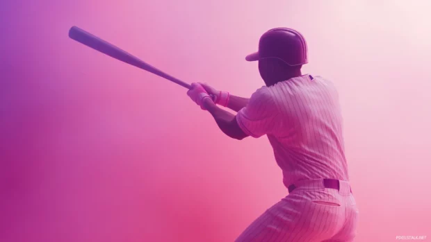 A dreamy pastel colored baseball player, soft glowing hues creating a nostalgic, ethereal atmosphere.