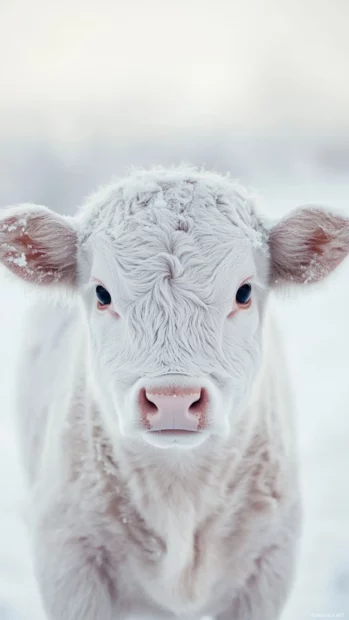 A gentle sky above a baby cow, featured in cow iPhone background.