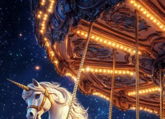 A magical Unicorn carousel spinning through stars.