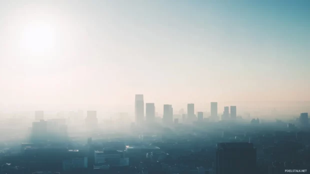 A minimalist city skyline with smooth lines, muted colors, and soft, ambient light for an elegant simplicity.