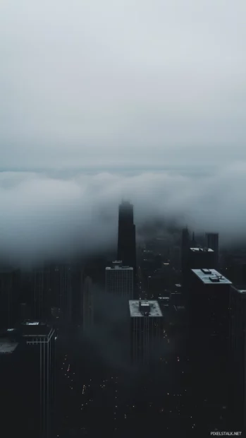 A minimalist view of the Chicago skyline, highlighting the basic shapes and outlines of major buildings.
