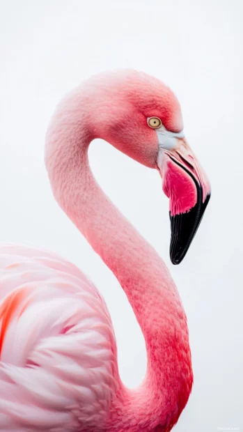 A pink flamingo centered against a clean white background, perfect for phone.