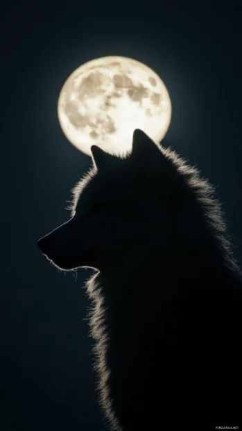 A silhouette of a lone wolf under moonlight, glowing slightly at the edges.