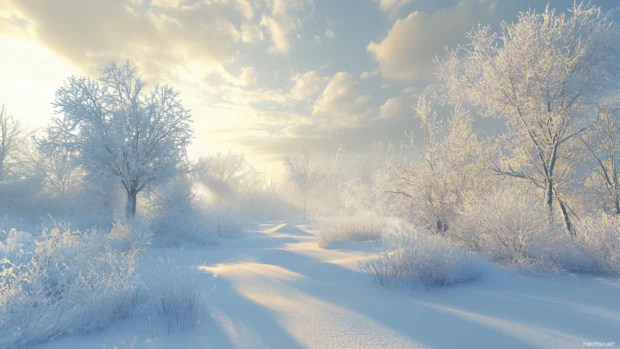 A snowy winter sky with a pale blue tint and a light scattering of icy cirrus clouds.