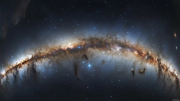 A stunning Milky Way spans sky, bright stars twinkling clear.