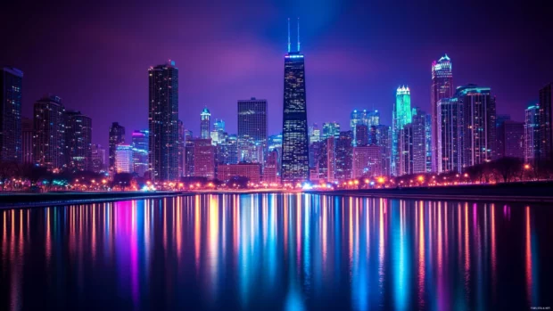 A stunning display of city lights wallpaper in vivid tones.