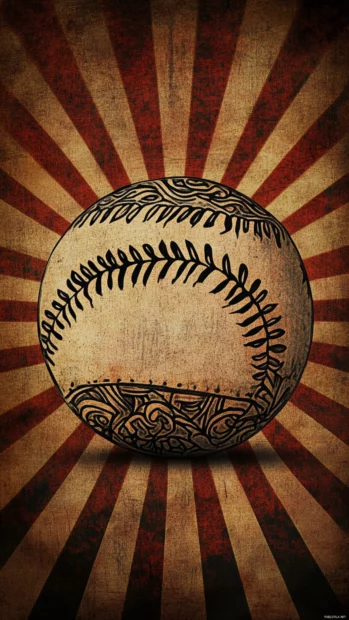 A tattoo style baseball design with bold inked lines, intricate tribal patterns, and vintage shading.