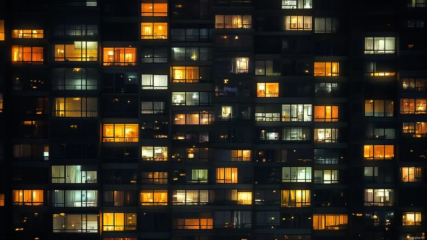 A thousand windows illuminate the City Lights canvas.