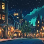 A tranquil moment in the vibrant Nighttime City Desktop Wallpaper.